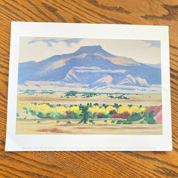 Georgia O'Keefe Pedernal Print Un Framed Mountains Desert Landscape Art - Picture 1 of 9